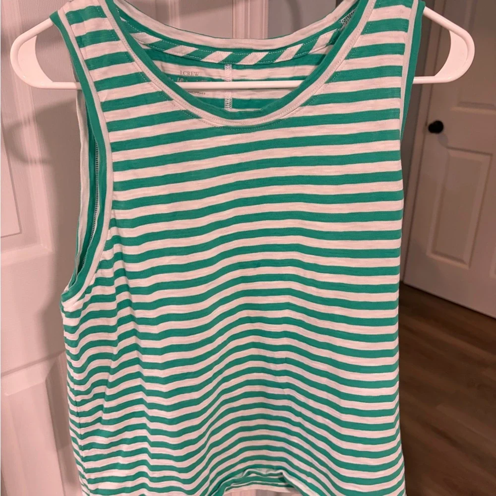 J. Crew Green and White Striped Tank never worn